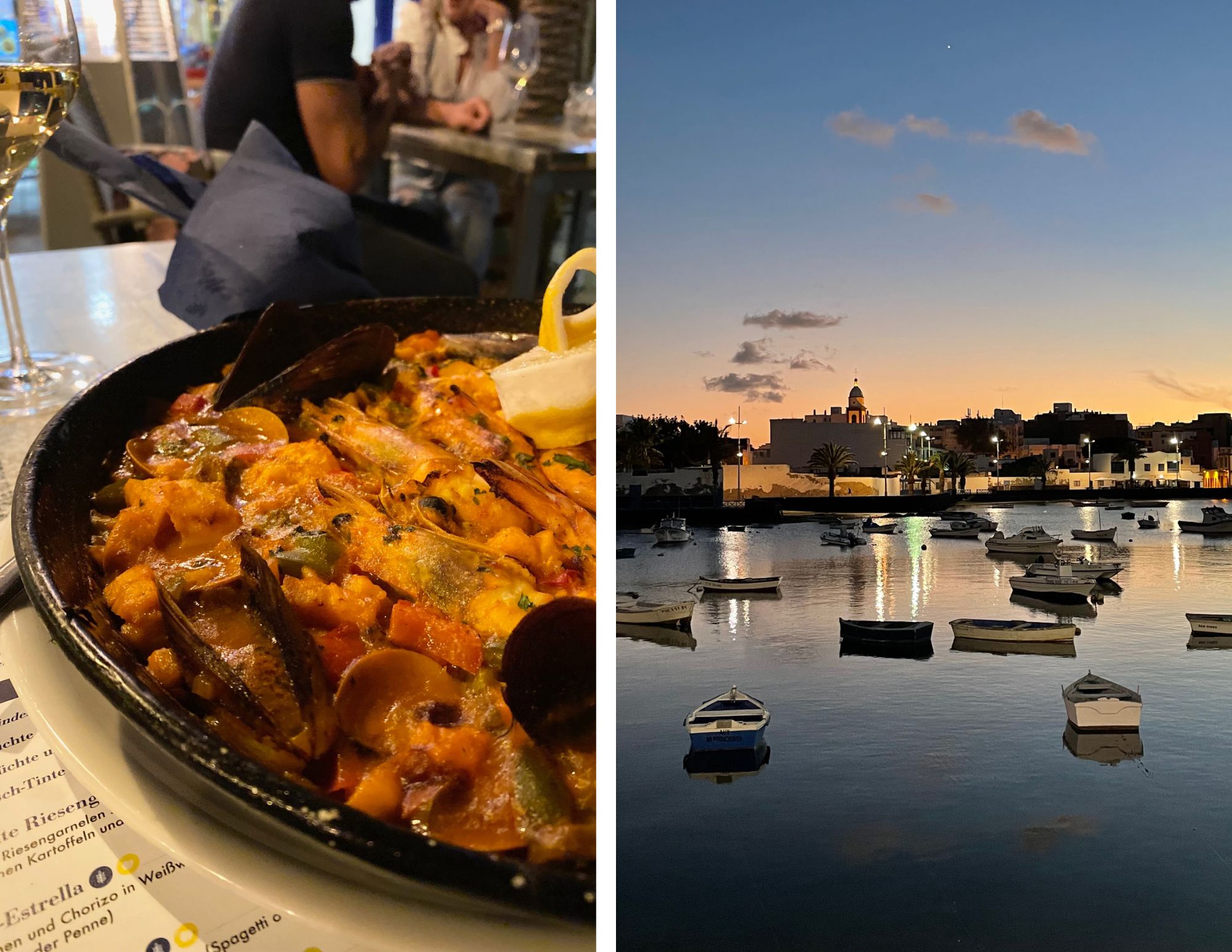 paella et coucher de soleil